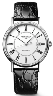  Shop Authentic Longines Presence 38.5mm Automatic White Dial Black Leather Strap Watch for Men - L4.921.4.11.2 - Luxxuri