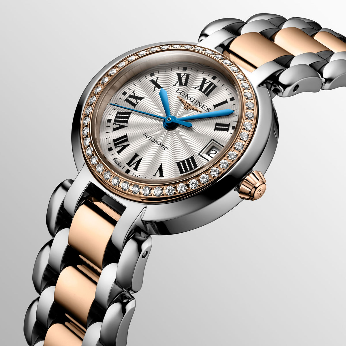 Shop Authentic Longines PrimaLuna Automatic Diamond 26.5mm Silver Dial Two Tone Steel Strap Watch for Women - L8.111.5.79.6 - Luxxuri