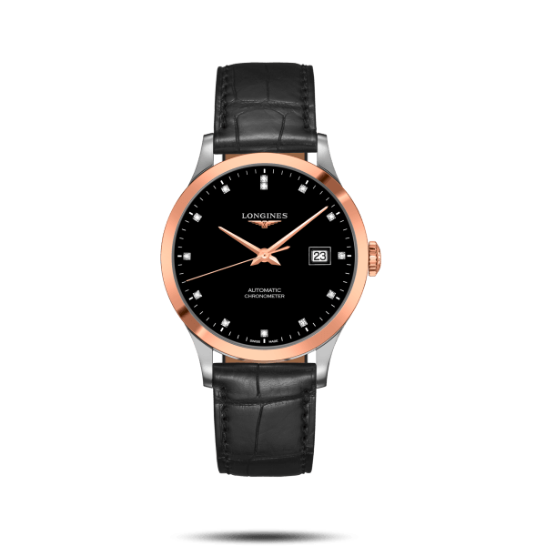  Shop Authentic Longines Record Black Dial Black Leather Strap Watch for Men - L2.821.5.57.2 - Luxxuri