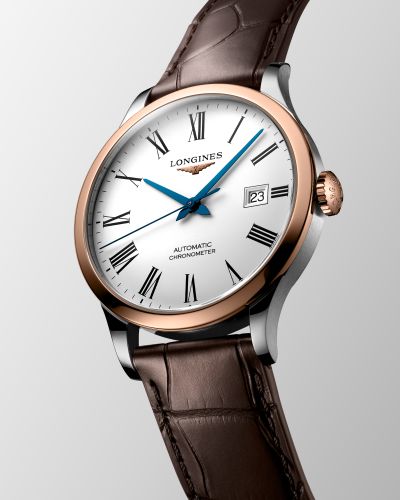  Shop Authentic Longines Record Automatic Stainless Steel 18K Gold Watch for Men - L2.821.5.11.2 - Luxxuri