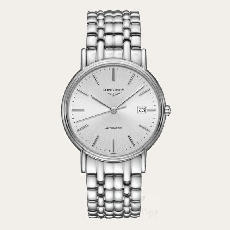  Shop Authentic Longines Presence 38.5mm Automatic Silver Dial Silver Mesh Bracelet Watch for Men - L4.921.4.72.6 - Luxxuri