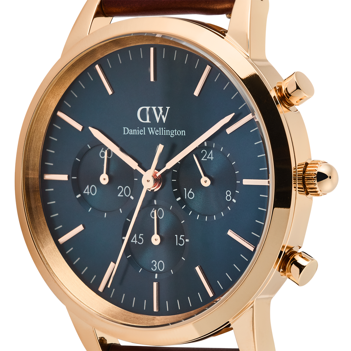  Shop Authentic Daniel Wellington Iconic Chronograph Blue Dial Brown Leather Strap Watch For Men - DW00100639 - Luxxuri
