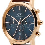  Shop Authentic Daniel Wellington Iconic Chronograph Blue Dial Brown Leather Strap Watch For Men - DW00100639 - Luxxuri