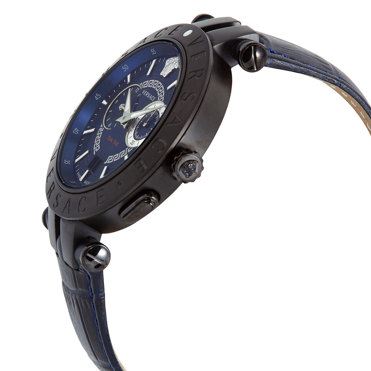  Shop Authentic Versace V Race Chronograph Quartz Blue Dial Blue Leather Strap Watch For Men - VEBV00419 - Luxxuri