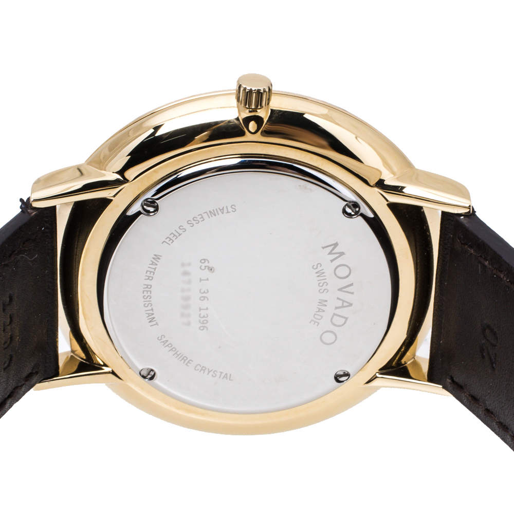  Shop Authentic Movado Ultra Slim Blue Dial Brown Leather Strap Watch For Men - 0607088 - Luxxuri