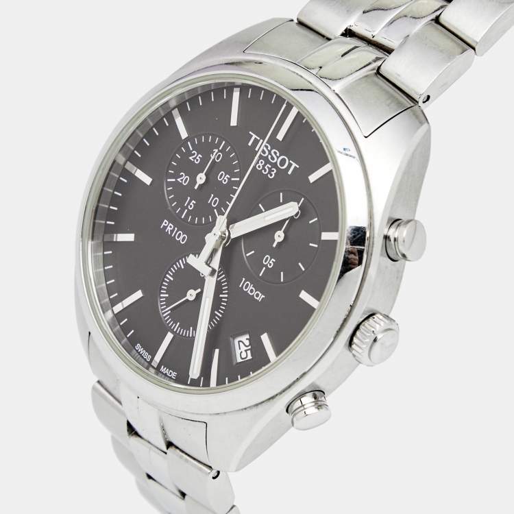  Shop Authentic Tissot T Classic PR 100 Chronograph Black Dial Silver Steel Strap Watch for Men - T101.417.11.051.00 - Luxxuri