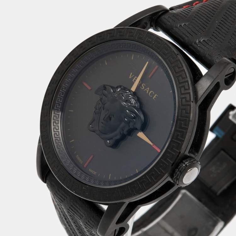  Shop Authentic Versace Palazzo Empire Black Dial Black Leather Strap Watch for Men - VERD00218 - Luxxuri