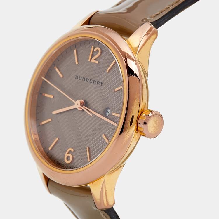  Shop Authentic Burberry The Classic Quartz Grey Dial Grey Leather Strap Watch For Women - BU10119 - Luxxuri