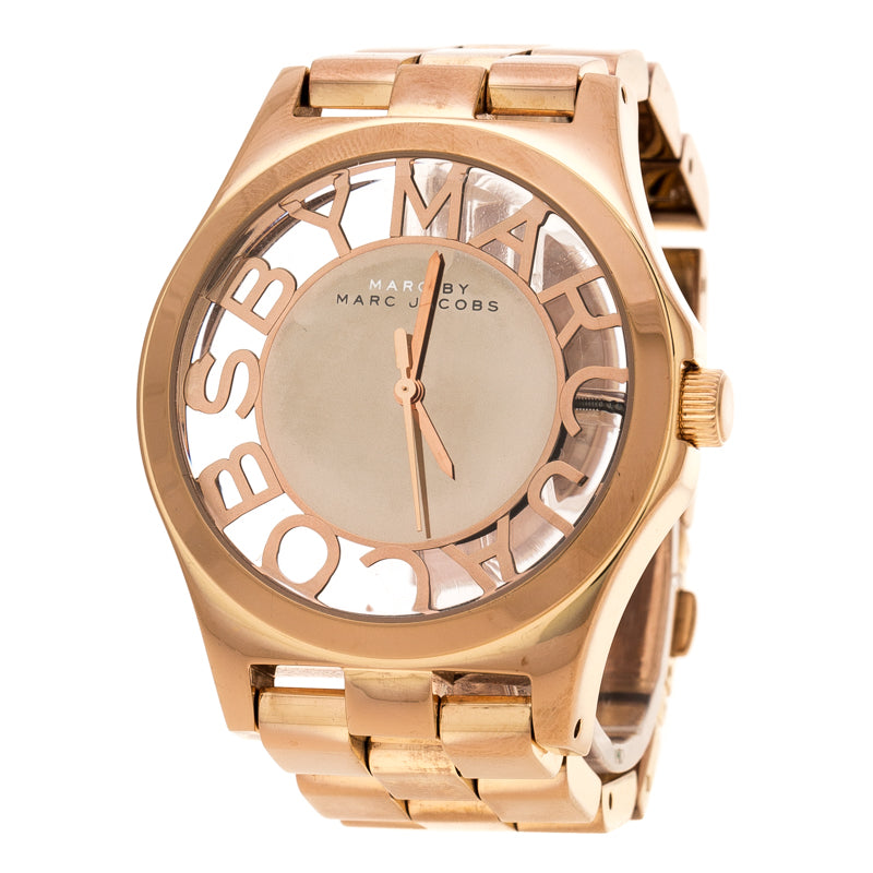  Shop Authentic Marc Jacobs Henry Rose Gold Dial Rose Gold Steel Strap Watch for Women - MBM3207 - Luxxuri