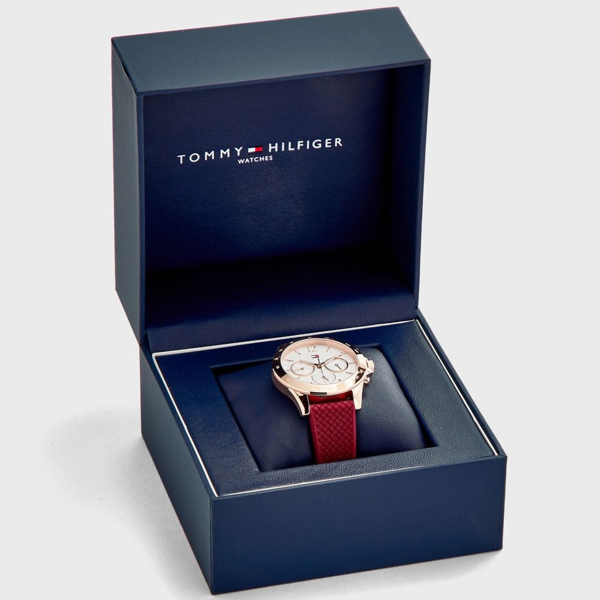  Shop Authentic Tommy Hilfiger Haven Quartz White Dial Red Rubber Strap Watch For Women - 1782200 - Luxxuri
