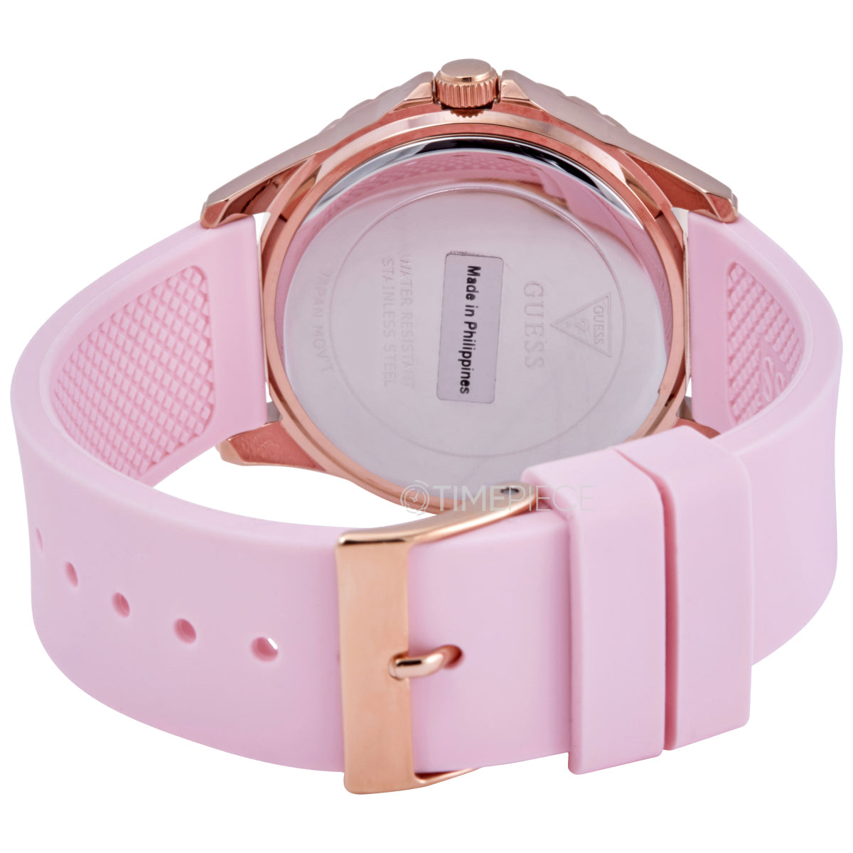  Shop Authentic Guess Sparkling Diamonds Pink Dial Pink Rubber Strap Watch for Women - W0032L9 - Luxxuri