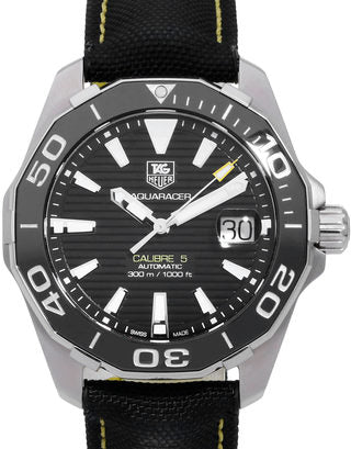  Shop Authentic Tag Heuer Aquaracer Calibre 5 Automatic Black Dial Black Nylon Strap Watch for Men - WAY211A.FC6362 - Luxxuri