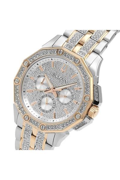  Shop Authentic Bulova Octova Crystal Silver Dial Two Tone Steel Strap Watch for Men - 98C133 - Luxxuri