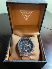  Shop Authentic Guess Exec Chronograph Quartz Black Dial Silver Steel Strap Watch For Men - W0075G1 - Luxxuri