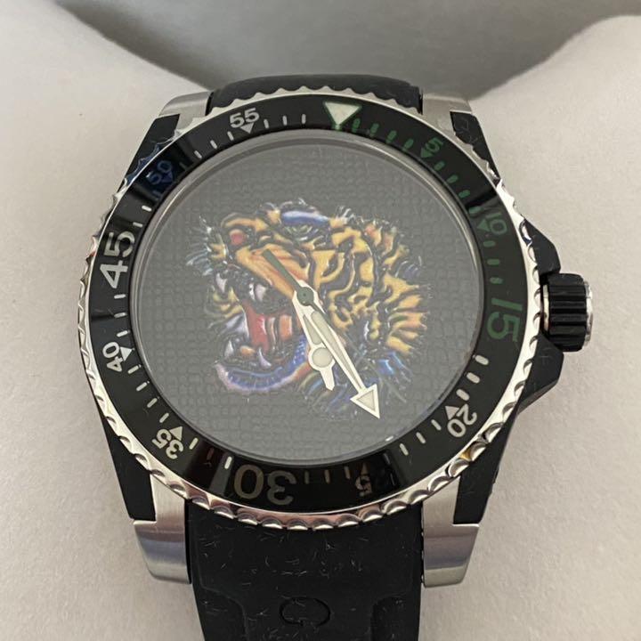  Shop Authentic Gucci Dive Tiger Black Dial Black Rubber Strap Watch For Men - YA136318 - Luxxuri