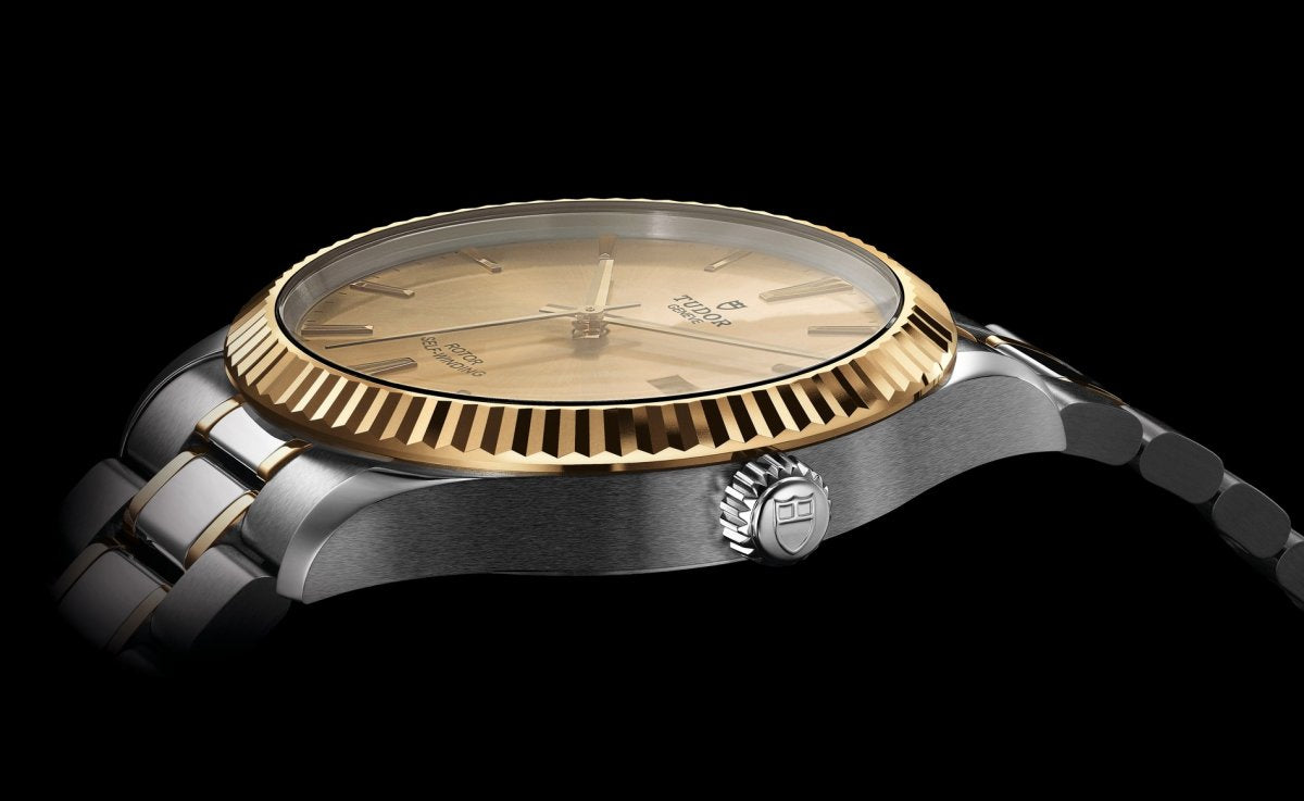  Shop Authentic Tudor Style Automatic Diamonds Gold Dial Two Tone Steel Strap Watch for Men - M12713-0007 - Luxxuri