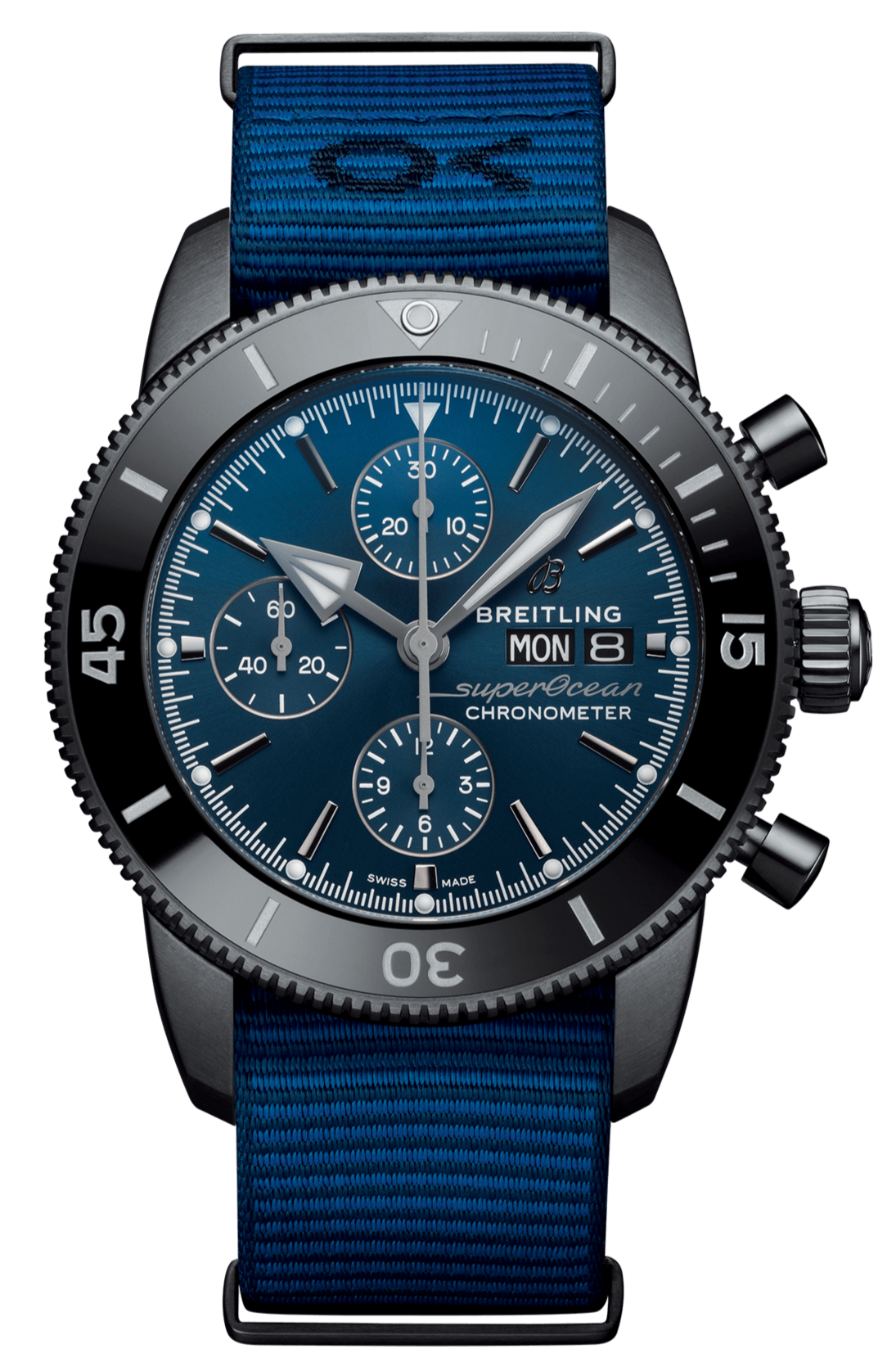  Shop Authentic Breitling Superocean Heritage Chronograph 44 Outerknown Blue Dial Blue NATO Strap Watch for Men - M133132A1C1W1 - Luxxuri