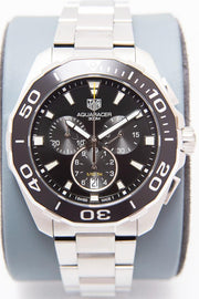  Shop Authentic Tag Heuer Aquaracer Quartz Chronograph Black Dial Silver Steel Strap Watch for Men - CAY111A.BA0927 - Luxxuri