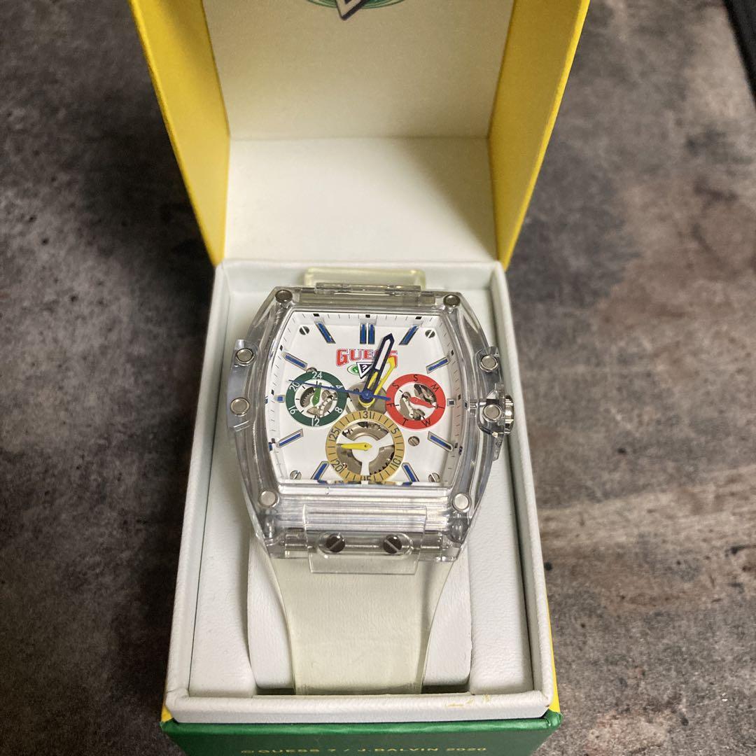  Shop Authentic Guess Phoenix J Balvin White Dial Transparent Silicone Strap Watch For Men - V1051M1 - Luxxuri