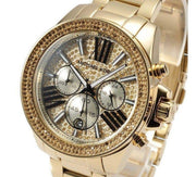  Shop Authentic Michael Kors Wren Chronograph Crystal Pave Gold Dial Gold Steel Strap Watch for Women - MK6095 - Luxxuri