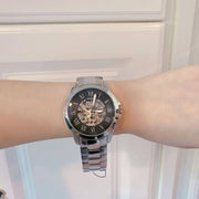  Shop Authentic Fossil Grant Automatic Skeleton Black Dial Silver Steel Strap Watch for Men - ME3103 - Luxxuri
