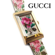  Shop Authentic Gucci G-Frame Floral Mother of Pearl Dial White Leather Strap Watch For Women - YA147406 - Luxxuri