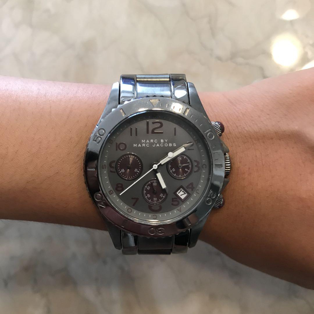  Shop Authentic Marc Jacobs Rock Chronograph Gunmetal Grey Dial Grey Steel Strap Watch for Men - MBM3160 - Luxxuri