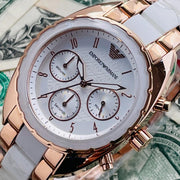  Shop Authentic Emporio Armani Sportivo White Dial Rose Gold & White Steel Strap Watch For Women - AR5942 - Luxxuri