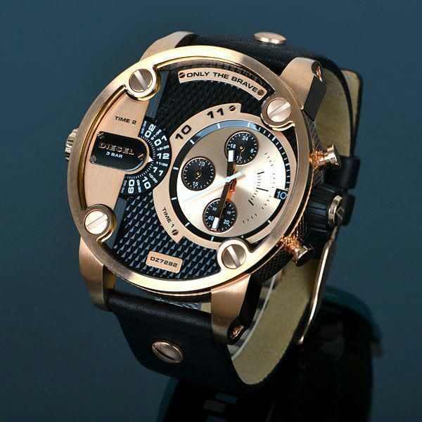  Shop Authentic Diesel Little Daddy Black & Gold Dial Black Leather StrapWatch For Men - DZ7282 - Luxxuri