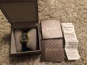  Shop Authentic Gucci GG2570 Quartz Black Dial Black Leather Strap Watch For Women - YA142408 - Luxxuri
