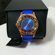  Shop Authentic Marc Jacobs Henry Skeleton Blue Dial Blue Leather Strap Watch for Women - MBM1244 - Luxxuri