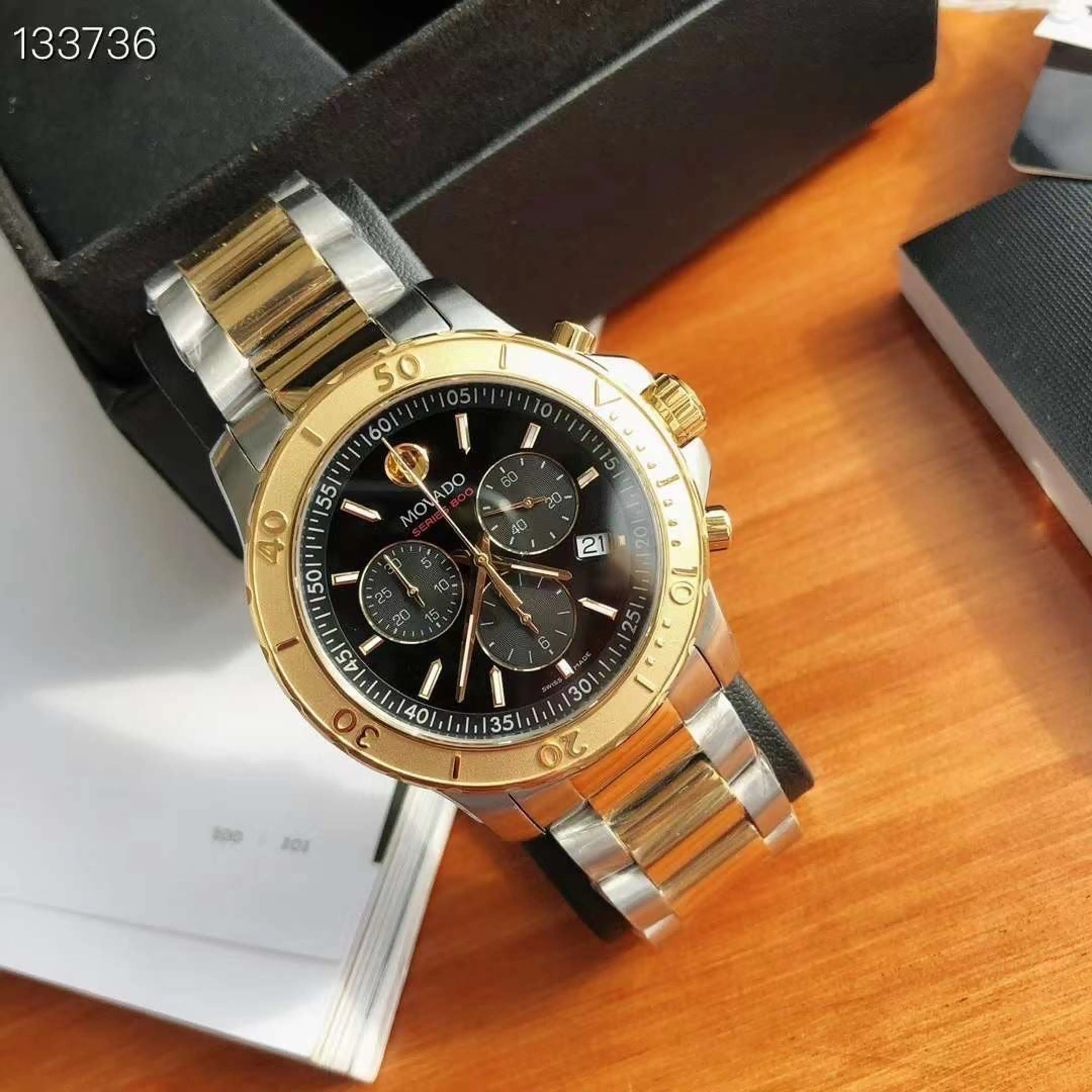  Shop Authentic Movado Series 800 Chronograph Black Dial Two Tone Steel Strap Watch For Men - 2600138 - Luxxuri