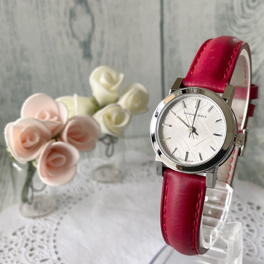  Shop Authentic Burberry The City Silver Dial Red Strap Watch for Women - BU9232 - Luxxuri