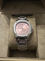  Shop Authentic Burberry The Britain Pink Dial Silver Steel Strap Watch for Women - BBY1704 - Luxxuri