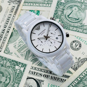  Shop Authentic Emporio Armani Luigi Chronograph Ceramic White Dial White Ceramic Strap Watch For Men - AR1499 - Luxxuri