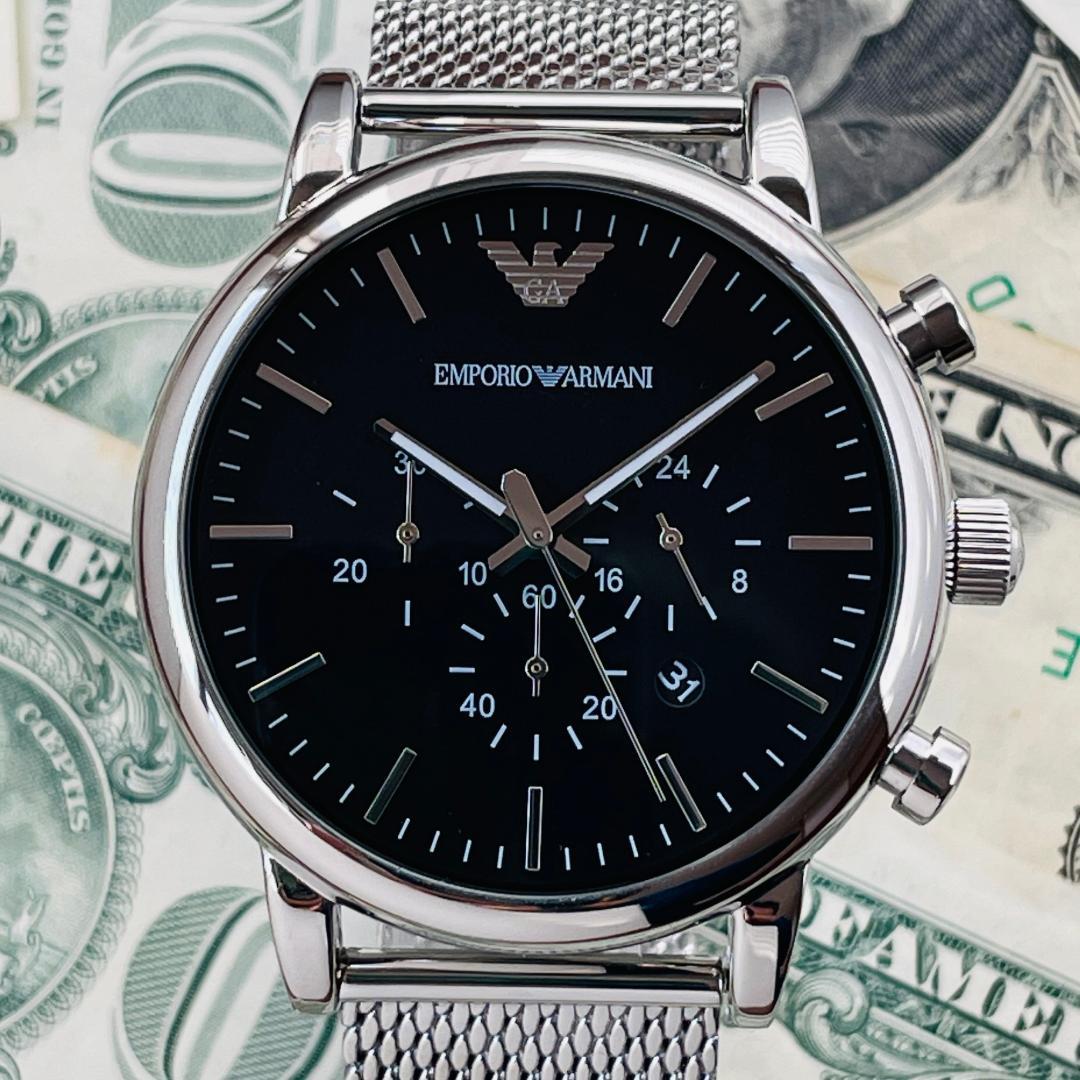  Shop Authentic Emporio Armani Luigi Black Dial Silver Mesh Bracelet Watch For Men - AR8032 - Luxxuri