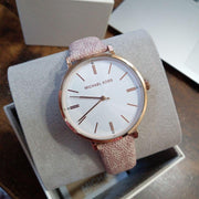  Shop Authentic Michael Kors Pyper Quartz Silver Dial Pink Leather Strap Watch for Women - MK2947 - Luxxuri