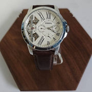  Shop Authentic Fossil Grant Twist Multi-Function White Dial Brown Leather Strap Watch for Men - ME1144 - Luxxuri
