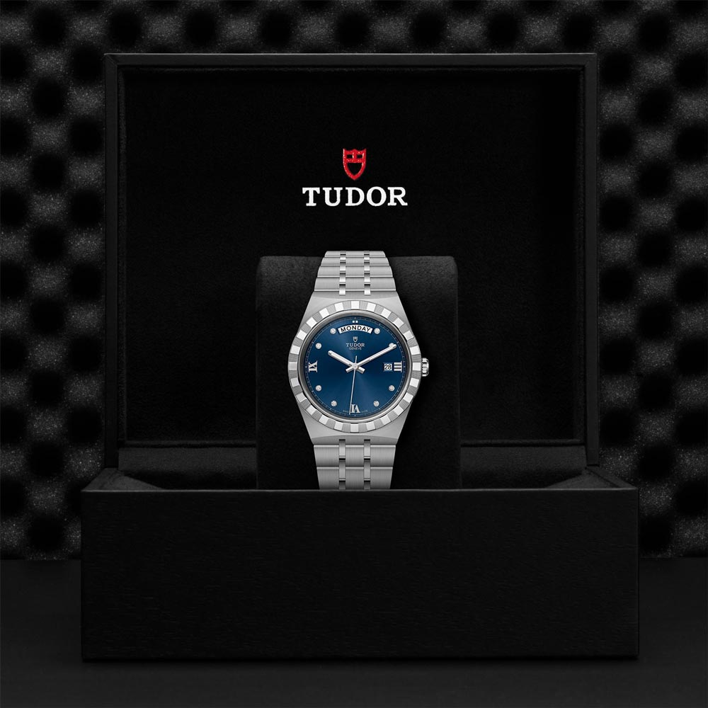  Shop Authentic Tudor Royal Automatic Diamonds Blue Dial Silver Steel Strap Watch for Men - M28600-0006 - Luxxuri