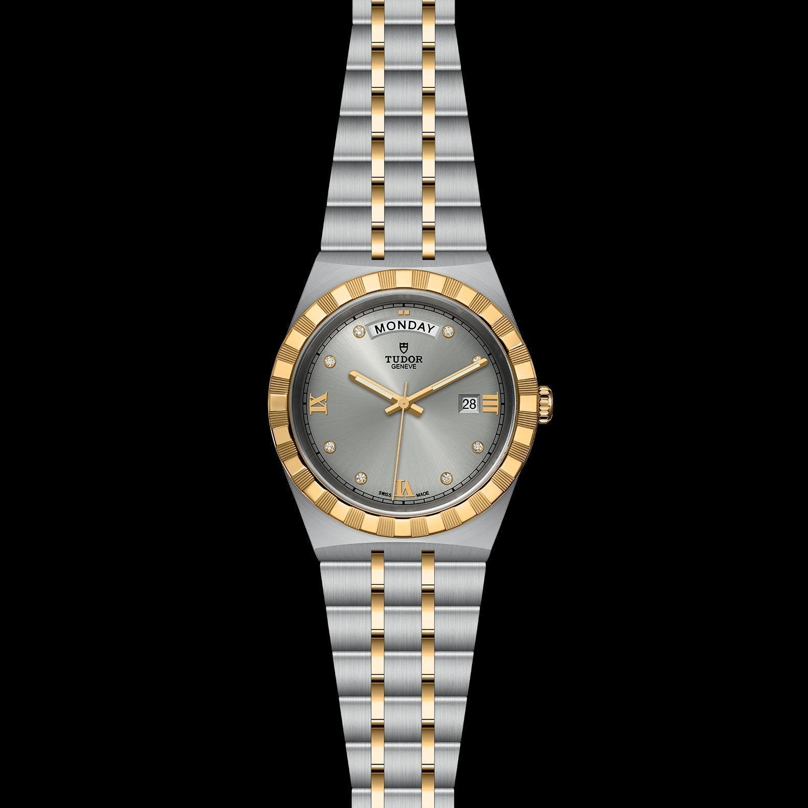  Shop Authentic Tudor Royal Diamonds Automatic Grey Dial Two Tone Steel Strap Watch for Men - M28603-0002 - Luxxuri