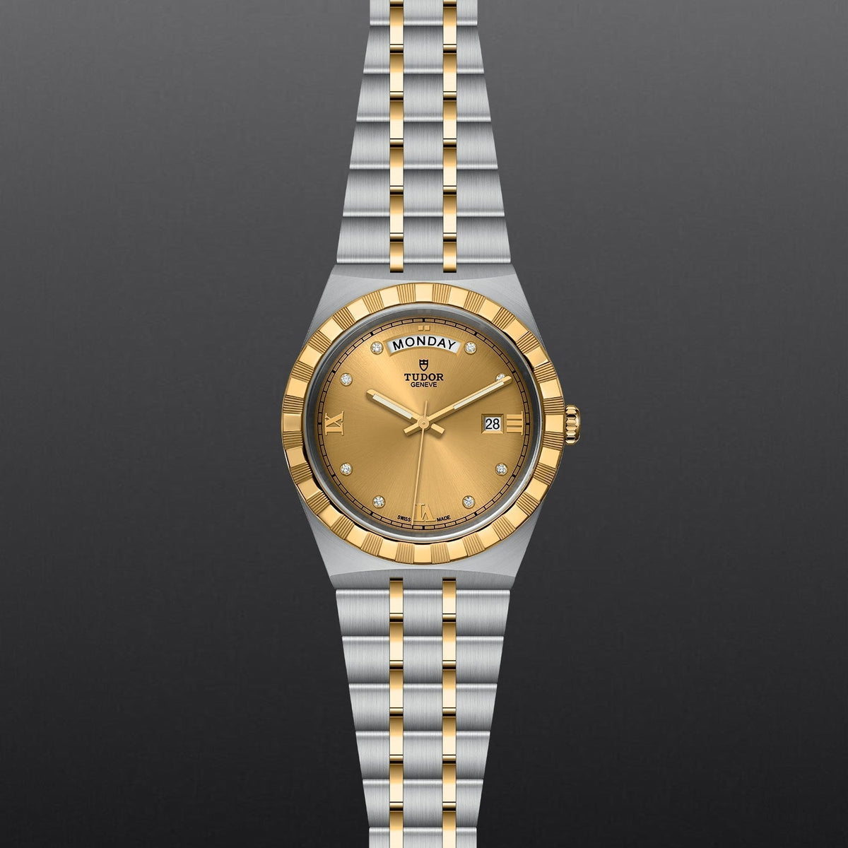  Shop Authentic Tudor Royal Automatic Diamonds Gold Dial Two Tone Steel Strap Watch for Men - M28603-0006 - Luxxuri