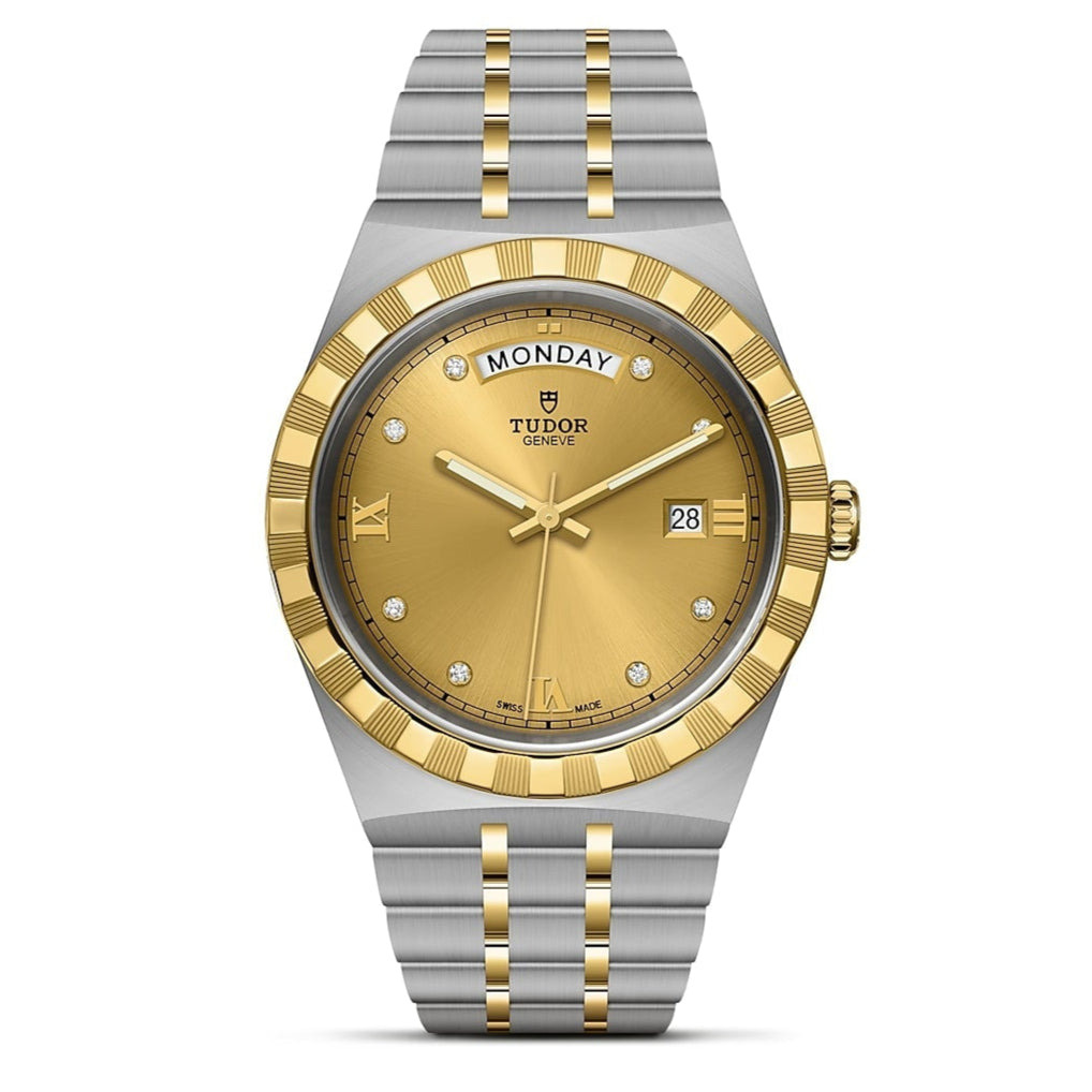  Shop Authentic Tudor Royal Automatic Diamonds Gold Dial Two Tone Steel Strap Watch for Men - M28603-0006 - Luxxuri