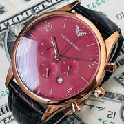  Shop Authentic Emporio Armani Classic Chronograph Burgundy Dial Brown Leather Strap Watch For Men - AR1890 - Luxxuri