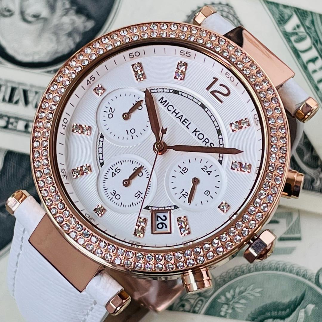  Shop Authentic Michael Kors Parker White Diamonds Dial White Leather Strap Watch for Women - MK2281 - Luxxuri
