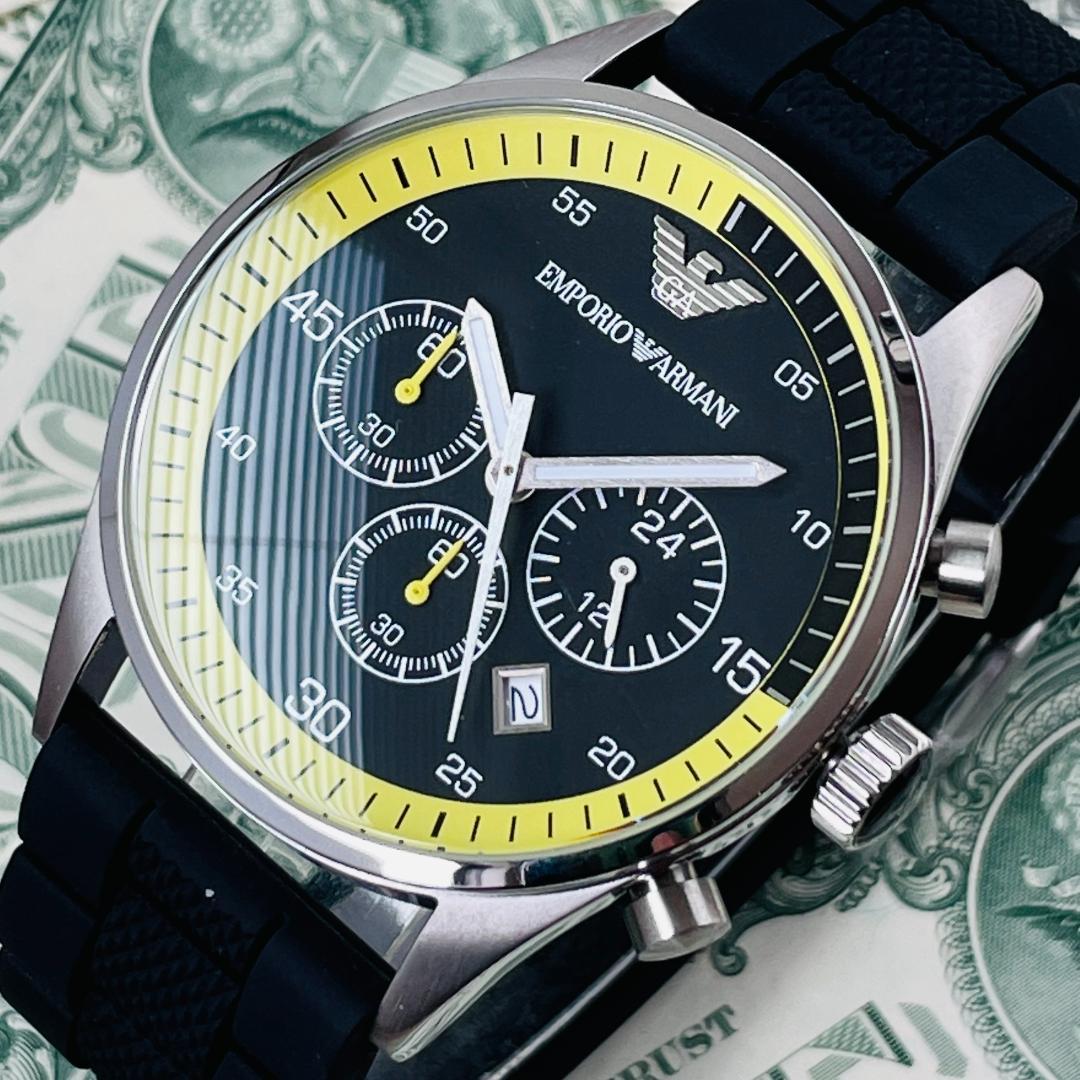  Shop Authentic Emporio Armani Chronograph Black Dial Black Rubber Strap Watch For Men - AR5865 - Luxxuri