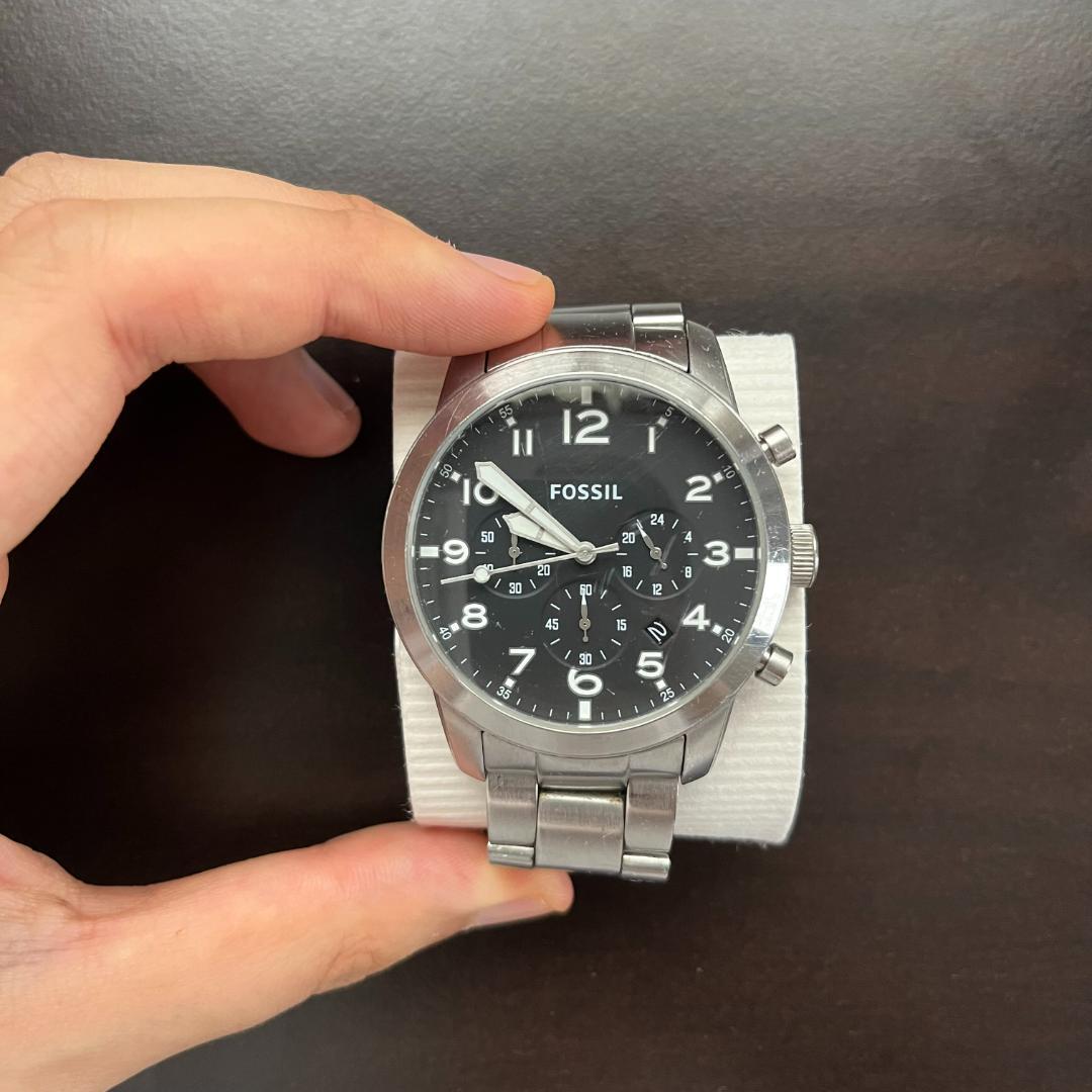  Shop Authentic Fossil Pilot Chronograph Black Dial Silver Steel Strap Watch for Men - FS5141 - Luxxuri