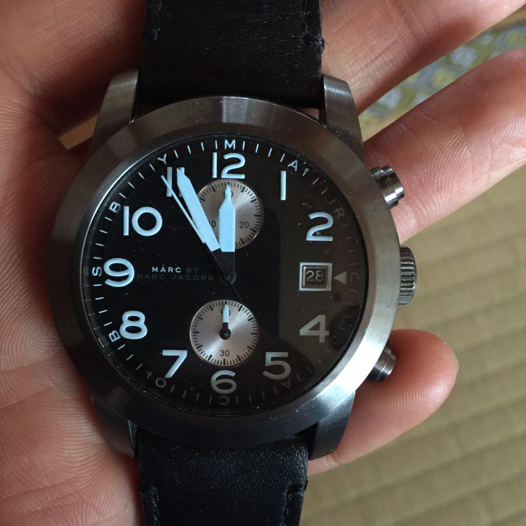  Shop Authentic Marc Jacobs Larry Chronograph Black Dial Black Leather Strap Watch for Men - MBM5054 - Luxxuri