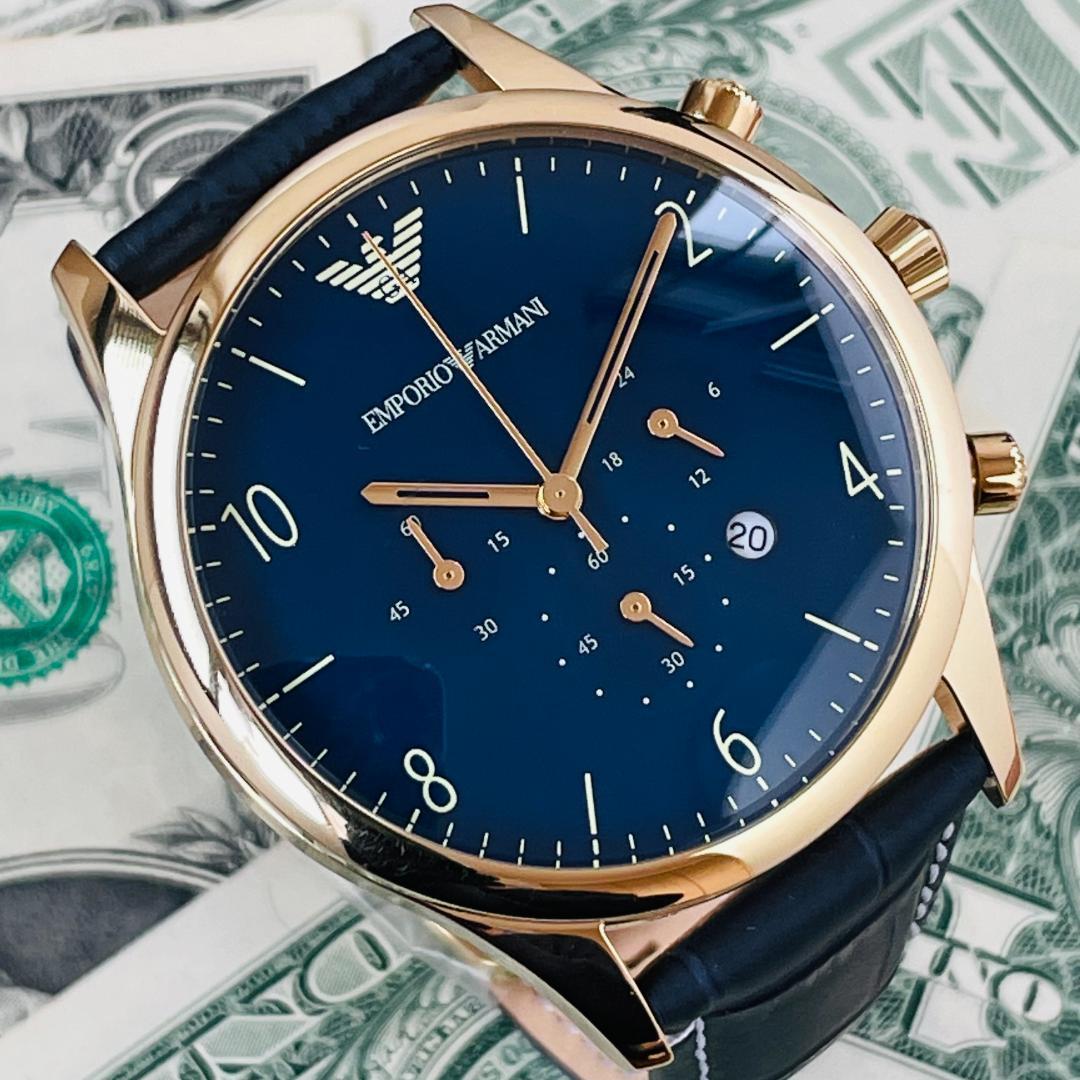  Shop Authentic Emporio Armani Chronograph Midnight Blue Dial Blue Leather Strap Watch For Men - AR1862 - Luxxuri