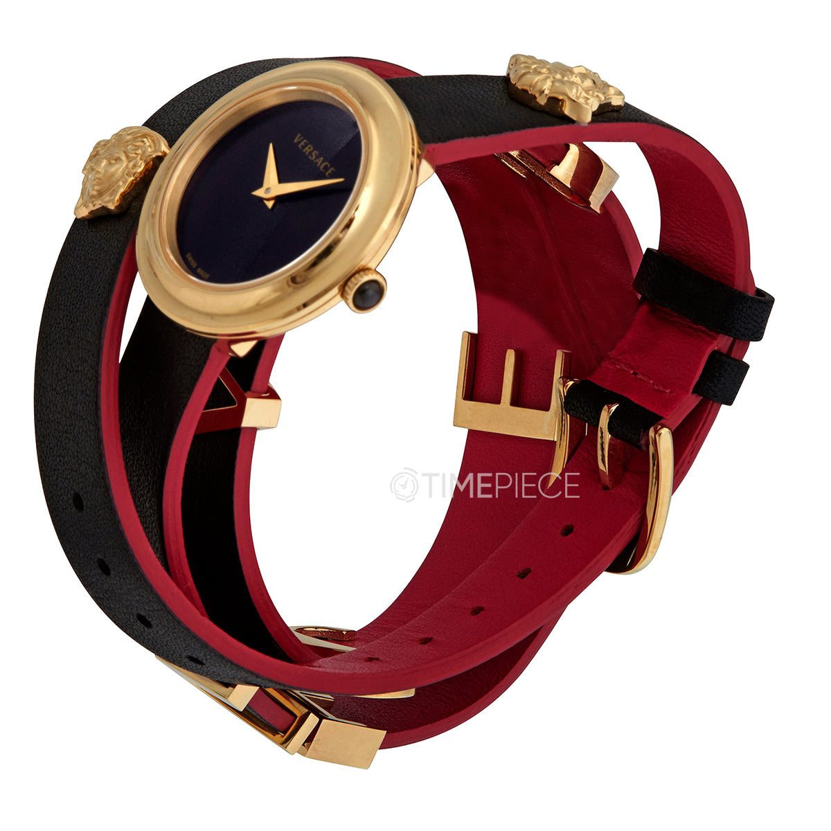  Shop Authentic Versace V-Flare Quartz Black Dial Black Leather Strap Watch for Women - VEBN00218 - Luxxuri