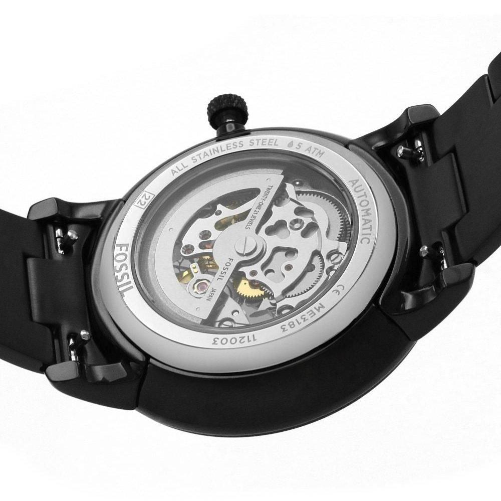  Shop Authentic Fossil Neutra Automatic Skeleton Black Dial Black Steel Strap Watch for Men - ME3183 - Luxxuri